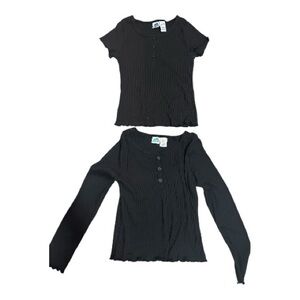 Classic Black Ribbed Girls Tee.